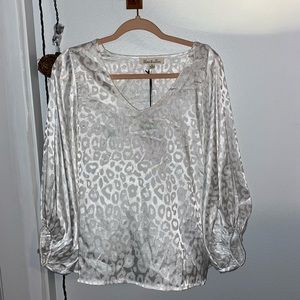 Vine and Love cheetah print white shirt, size small